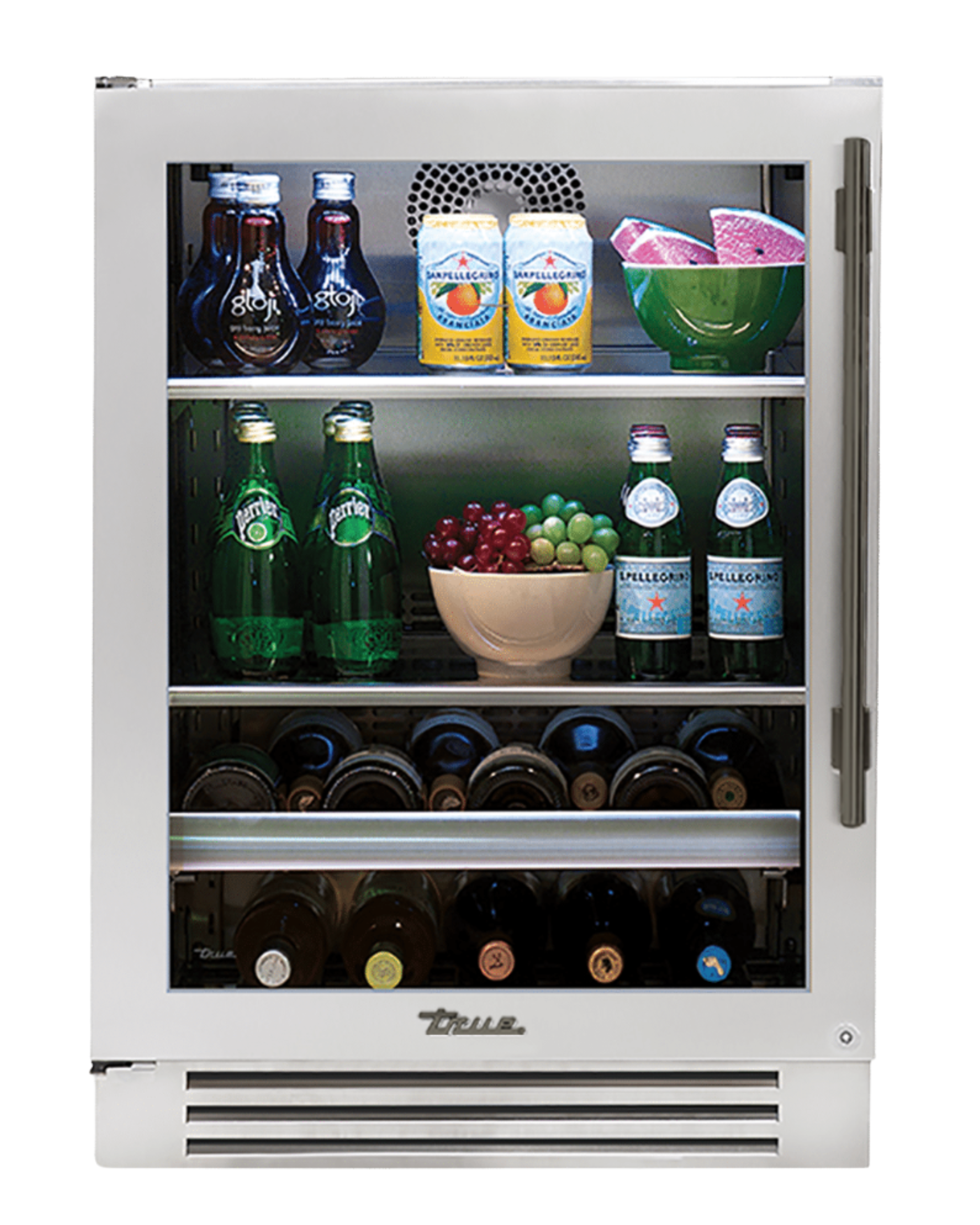 24" Stainless Beverage Center - Glass Door - Pewter Hardware - Left Hinge | 10791784-1